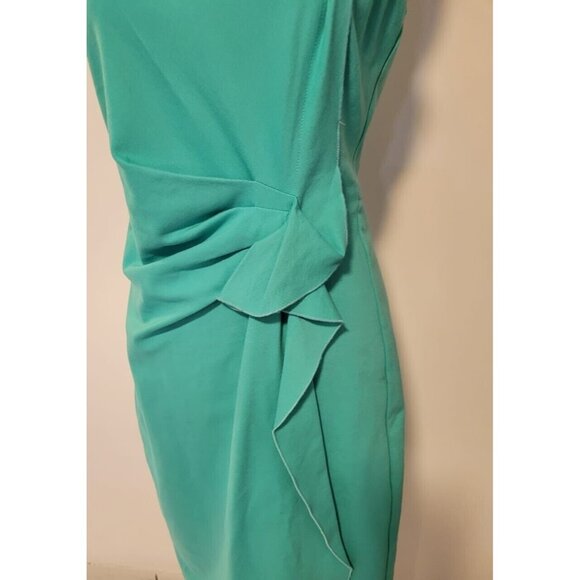 Kobi Halperin Asymmetric Draped Waist Sheath Dress Teal Aqua Women’s Size 10 - Picture 2 of 14